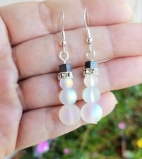 Glistening Snowman Earrings, Silver Christmas Earrings, Festive Earrings