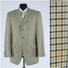 Mens Check Blazer 42R UK Size PAOLO NEGRATO Beige Wool Sport Coat Jacket