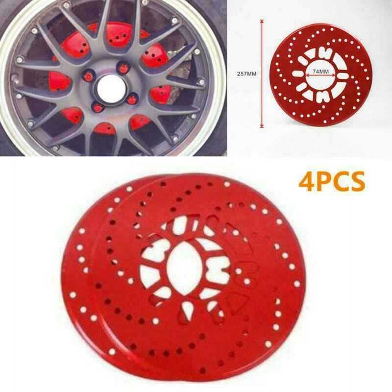 4X Car Vehicle Aluminum Wheel Brake Disc Cover Decorative Rotor Cross Drilled - Imagem 2 de 4