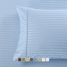 Pair Pillowcases 650 TC Wrinkle Free Cotton Blend Damask Striped Standard - King