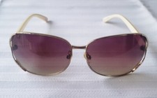 Vintage 80's Sunglasses Translucent Ivory Temples and Goldtone Frames
