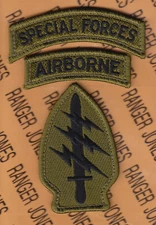 US Army Special Forces Group Airborne SFGA ODD w/ HOOK ~4.5" patch SF tab set C