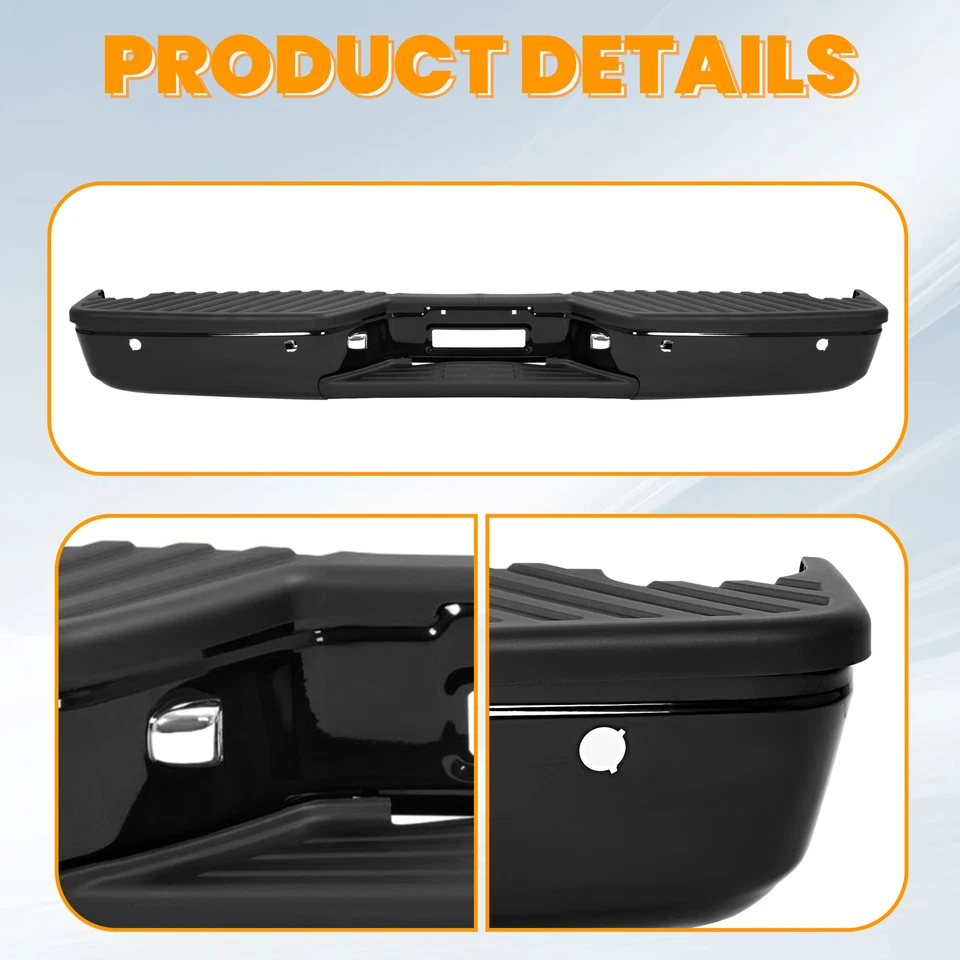 Parachoques trasero de acero - NEGRO con conjunto de estacionamiento para Nissan Titan 2004-2015 2009 Foto 4 de 4