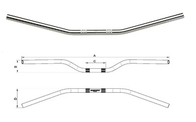 ACCOSSATO HB153 HANDLEBAR CHROME STEEL Ø22mm KAWASAKI