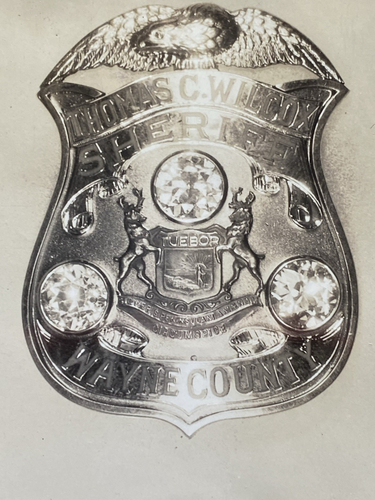 Vintage 1930-50er Jahre F.D. Algonac Polizei Sheriff T. C. Wilcox Abzeichen Foto Musterverkauf - Bild 12 von 15
