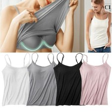Women Camisole with Built in Shelf Bra Spaghetti Strap Vest Padded Tank Tops US