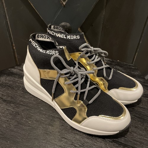 michael kors gold wedge sneakers
