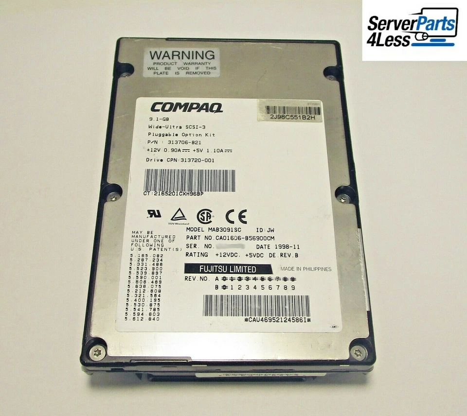 313720-001 Compaq 9.1GB Wide Ultra SCSI-3 Pluggable 7200RPM 80Pin HDD 313706-B21 - Image 2 of 4