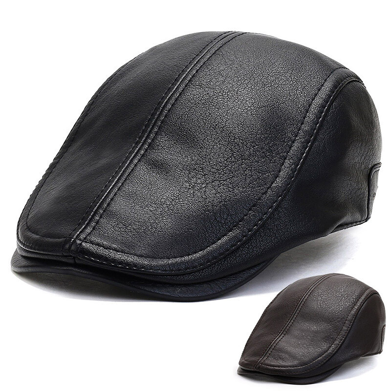 Adjustable PU Leather Ivy Men Cap