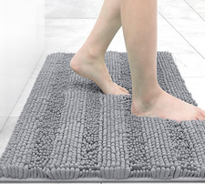 Chenille Striped Bathroom Rugs 30X20, Extra Thick and Absorbent Bath Rugs, Non-S