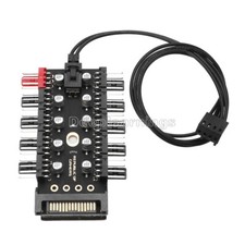 SATA 1 to 10 way cooling fan hub splitter 12V 4Pin PWM Adapter Speed Controller