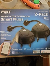 2 Feit Electric Triple Outlet Outdoor Smart Plugs Remote Access Voice Control