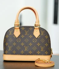 Louis Vuitton Alma bb Monogram Top Handle 2way Shoulder Handbag Brown