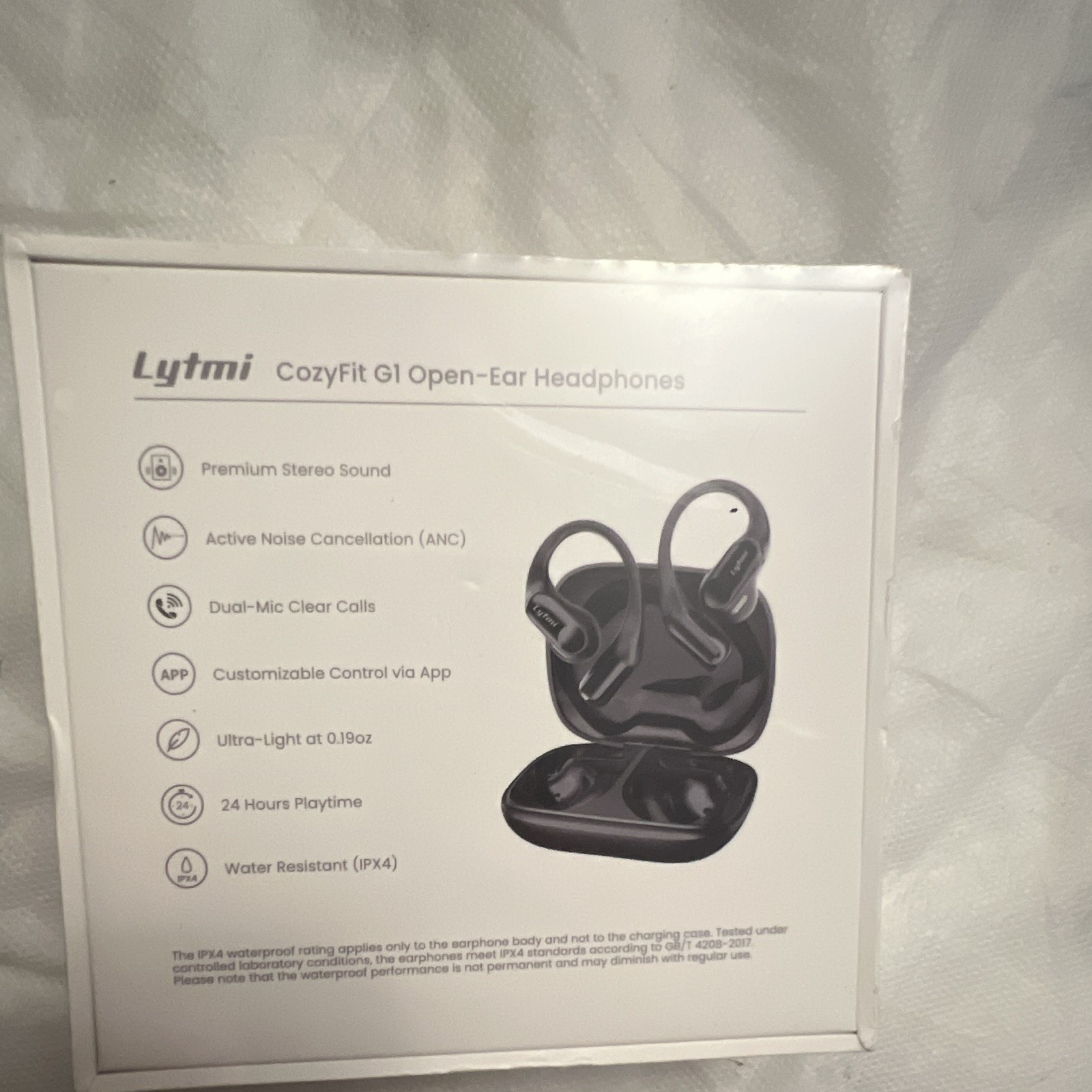 Lytmi CozyFit G1 Open-Ear Earbuds, ANC, 24H, Dual Mic, App, Black image 2