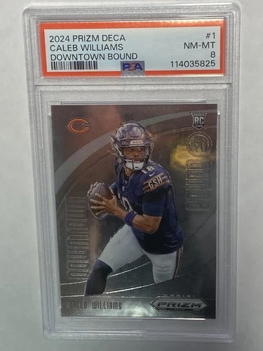 2024 Panini Prizm DECA Caleb Williams Downtown Bound #1 Chicago Bears PSA 8