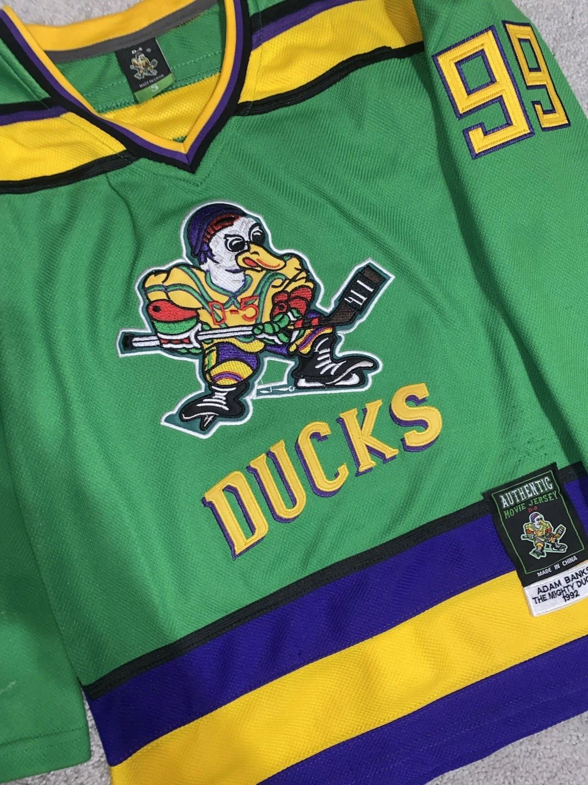 Mighty Ducks Movie Adam Banks #99 Green Hockey Jersey