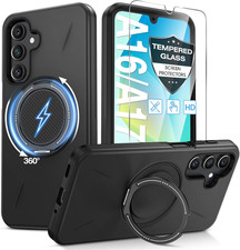 For Galaxy A16/A17 5G Phone Case with Screen Protector, Black  with 360 