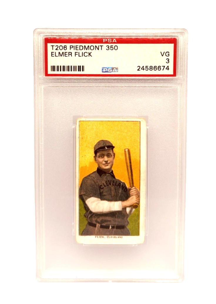1910 T206 Piedmont 350 Elmer Flick HOF Tobacco Card PSA VG 3 (MK) 