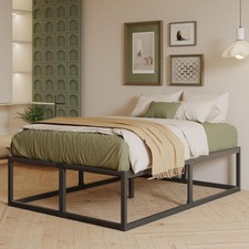 EMODA High Double Bed Frame 46 cm, 135x190 cm, Heavy Duty Metal 4ft6 Double Bed