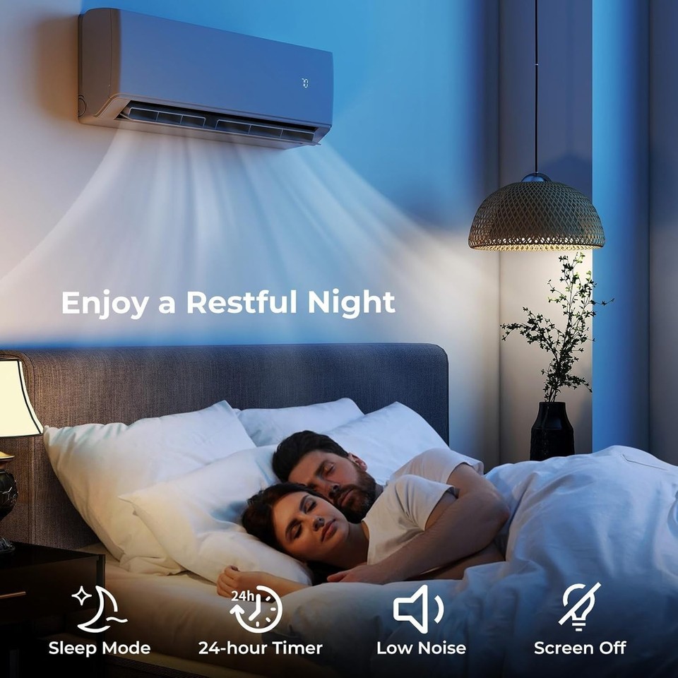 18000 BTU 2 Zone Mini Split Air Conditioner/Heating System 2x12K 24 ...