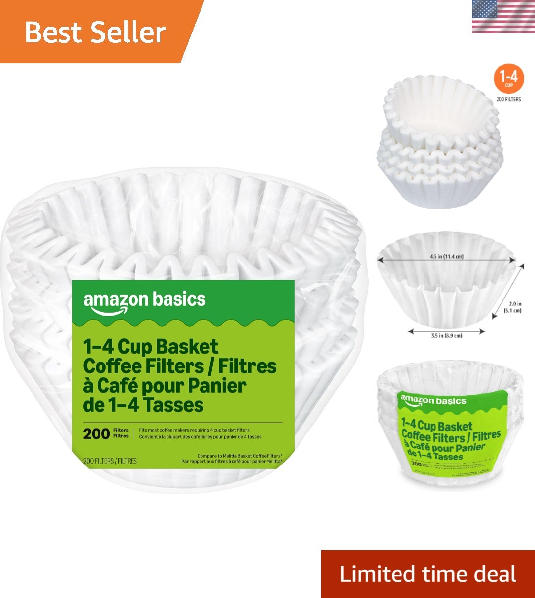 Sustainable 200 Count Basket Coffee Filters for Small Brew L