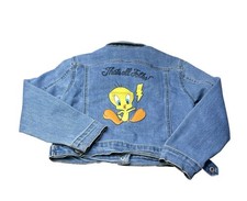 Looney Tunes Tweety Jacket Girls Small 6/6X Blue Denim That's All Folks Graphic