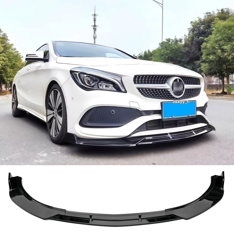 Gloss Black Front Splitter Lip Body Kit For Mercedes CLA W117 2017-19 CLA250 AMG - Image 3 of 4