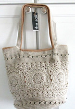 THE SAK Crochet Gen Sack Zip Top Double Handle Handbag NWT 149.00