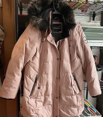 Arctic Expedition Pink Quilted Heavyweight Water-Resistant Faux Fur Hood Parka M