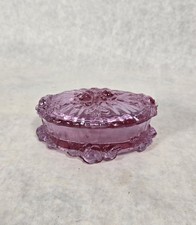 Vintage Fenton Cabbage Rose Pink Glass Oval T...