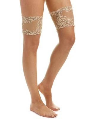 Natori Women's Crystal Sheer Feathers Lace Top Thigh High Honey M/L