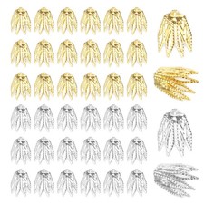 100 Pcs 8x10 mm Pendant Beads Caps, Bead End Spacers Silver Tone/Gold Tone 