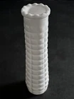 E. O. Brody Vintage White Milk Glass 8 1/2" Waffle Square Pattern Bud Vase