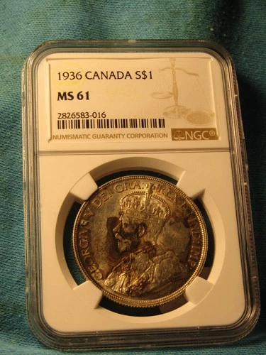 1936 CANADA SILVER DOLLAR $1...NGC MS-61