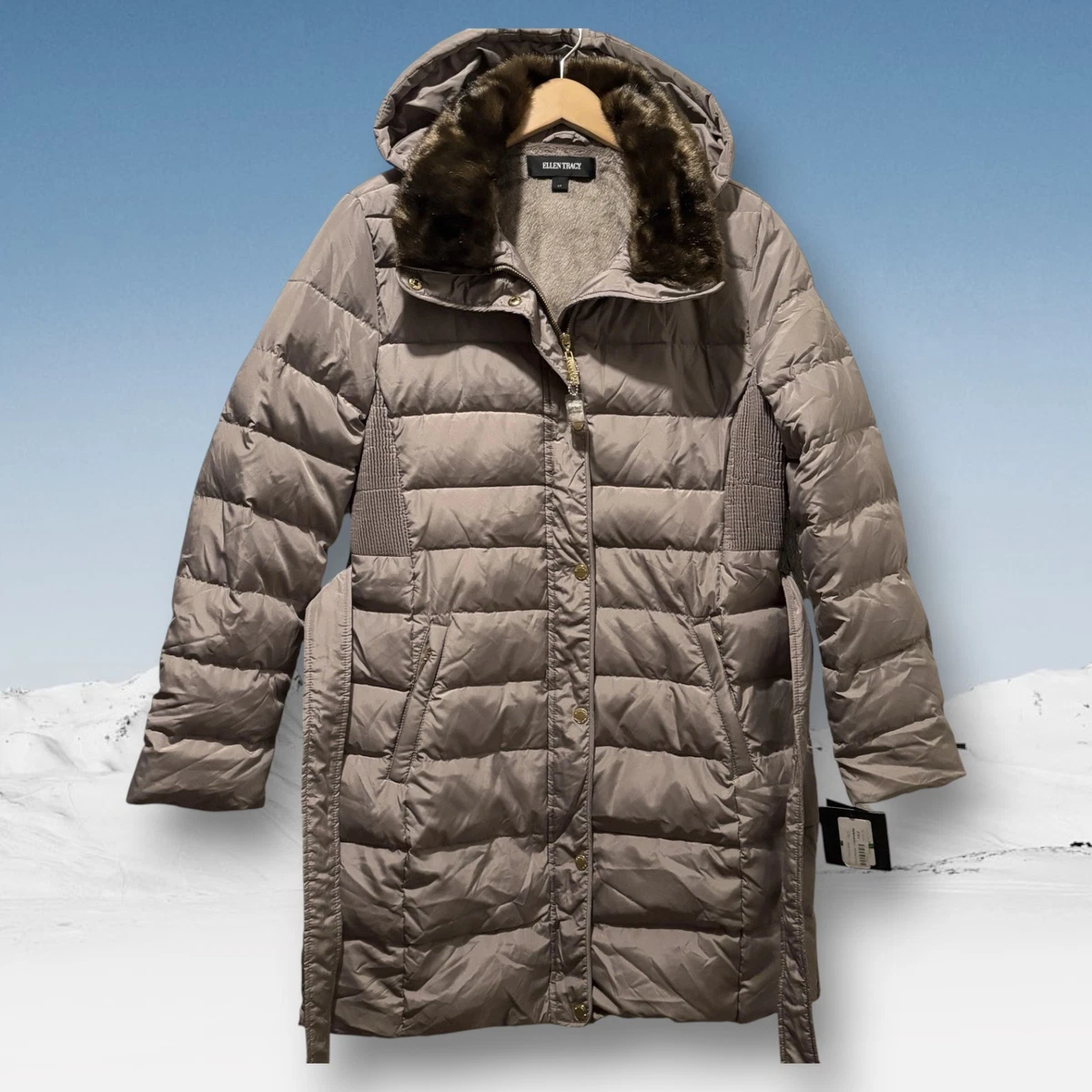 Manteau D'hiver Doudoune Ellen Tracy - Marron, Taille Petit (PS) - Occasion Comme Neuf