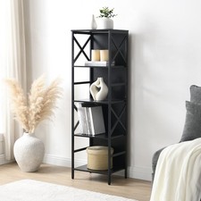 5 Tier Industrial Bookshelf with Metal Frame and 4 Cube Storage for Living Room
