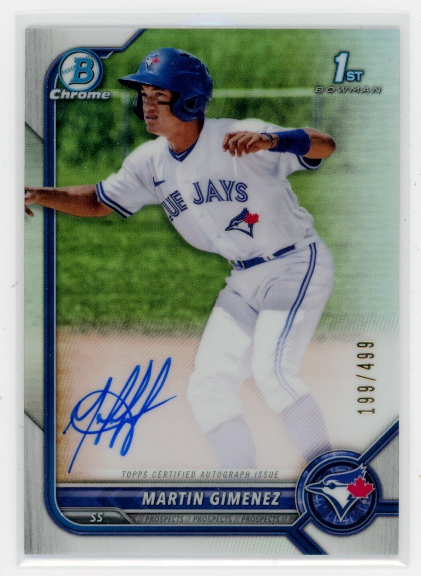 2022 Bowman Chrome Martin Gimenez #CPA-MGZ 1st Refractor /499 Auto