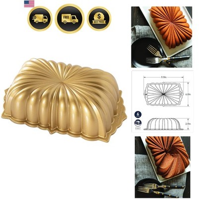 Exquisite Gold Fluted Loaf Pan, 6 Cup | Durable Cast Aluminum Baking Essential