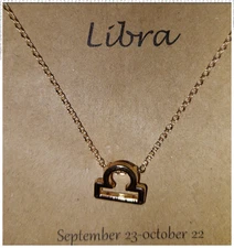 Ladies Gold Zodiac Necklace -Horoscope Birth Sign Chain – Astrology Gift, New