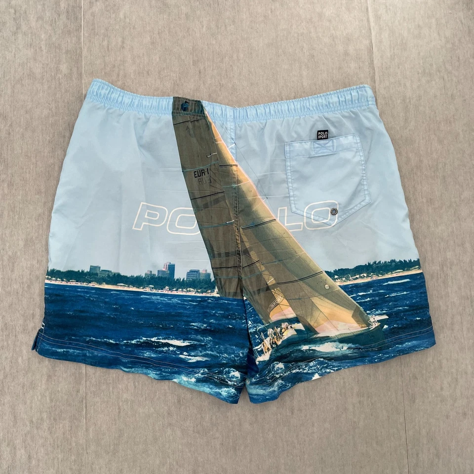 Pantalones Cortos Deportivos Polo DE COLECCIÓN Adulto Grande Azul Bañador Ralph Lauren Velero Hombres Foto 2 de 4