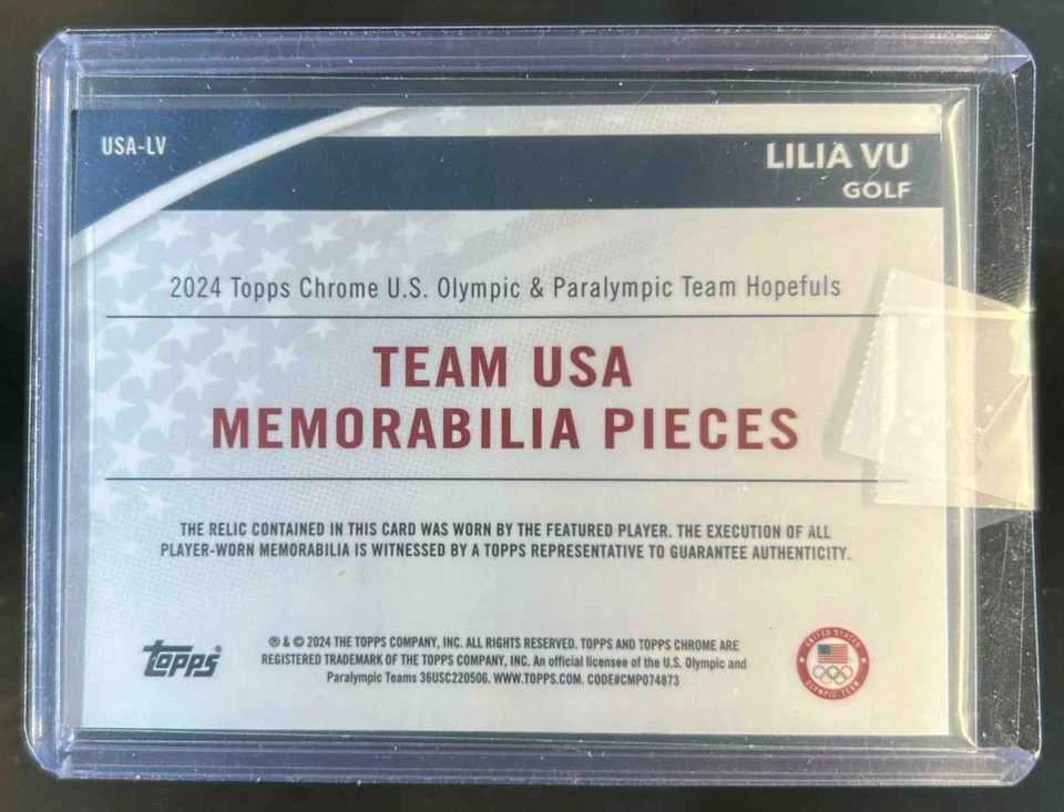 2024 Topps Chrome US Olympics Lilia Vu Team USA Pieces Relic #USA-LV - Image 2 of 2