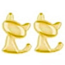 14K Solid Yellow Gold Kitty Cat Kitten Threadless Earring Ends