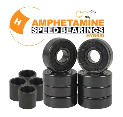 Amphetamine Skateboard Longboard Speed 8 Pre-Lubricated Ceramic Bearings Set NEW