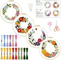 4 Stickpackungen Blumenkranz FüR AnfäNger, Diy Kreuzstich Stickset