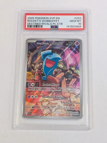Team Rocket’s Wobbuffet Pokémon Center #203 PSA 10 GEM MINT Destined Rivals