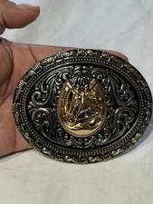 Men's Western Cowboy Oval Belt Buckle Gold/Silver Floral Engraved 1.5"