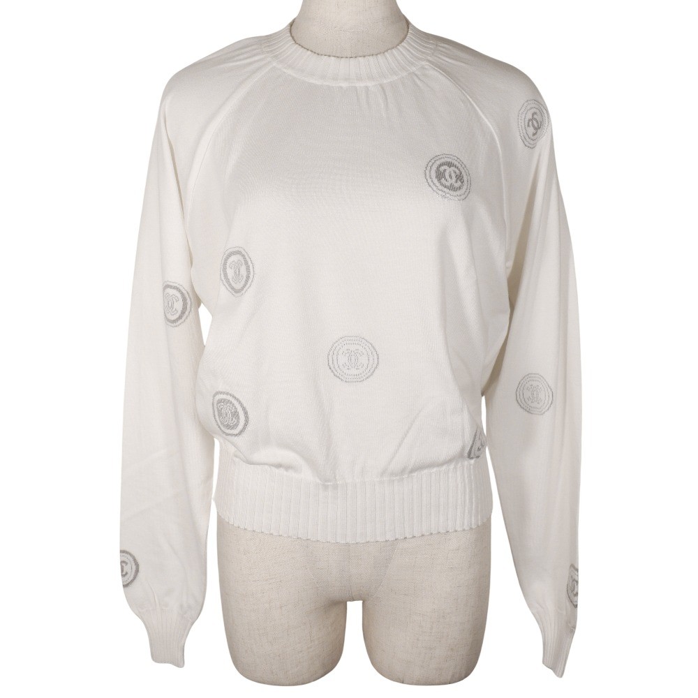 CHANEL COCO Mark sweater P17664V00938 01P White cotton Women