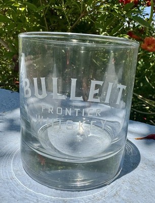 NEW Twelve Bulleit Bourbon Frontier Whiskey Oval Rocks Glasses Heavy Base 3.5  T
