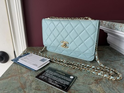 Chanel WOC light blue Lamb skin Trendy CC Lock Double Chain