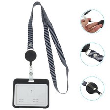 2 Pcs Horizontal Badge Holder with Lanyard Lanyards for Id Badges